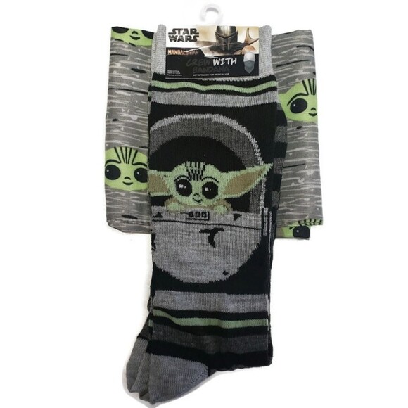 Hyp Other - Star Wars Mens Shoe Size 6-12 THE MANDALORIAN THE CHILD Crew Socks Bonus Bandana